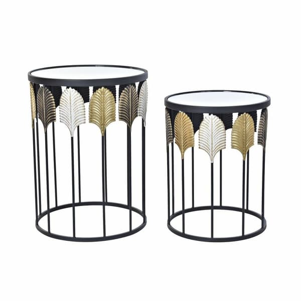 Set med 2 små borde DKD Home Decor Sort Multifarvet 46 x 46 x 61 cm
