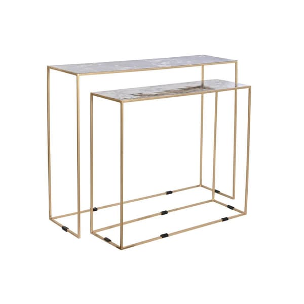 Set of 2 tables DKD Home Decor Valkoinen Musta Kullattu 100 x 28 x 80 cm