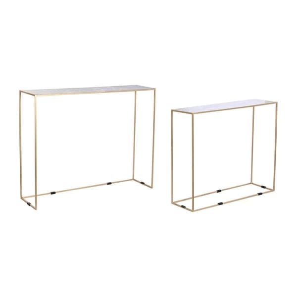 Set of 2 tables DKD Home Decor Valkoinen Musta Kullattu 100 x 28 x 80 cm