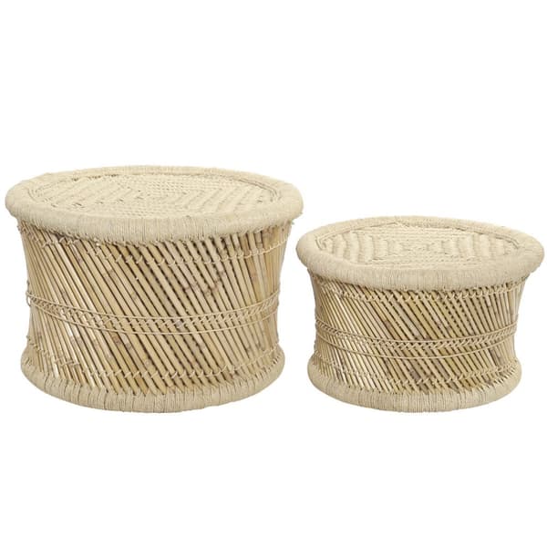 Set of 2 tables DKD Home Decor Luonnollinen 60 x 60 x 42 cm 62 x 62 x 42 cm 64 x 64 x 42 cm
