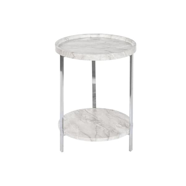Sivupöytä DKD Home Decor Valkoinen Hopeinen Metalli Puu MDF 40 x 40 x 53 cm