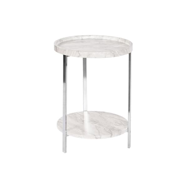 Sivupöytä DKD Home Decor Valkoinen Hopeinen Metalli Puu MDF 40 x 40 x 53 cm