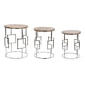 Pikkukuva 1 / 5: Set of 3 tables Home ESPRIT Ruskea Hopeinen Luonnollinen Teräs Mangopuu 49,5 x 49,5 x 62 cm