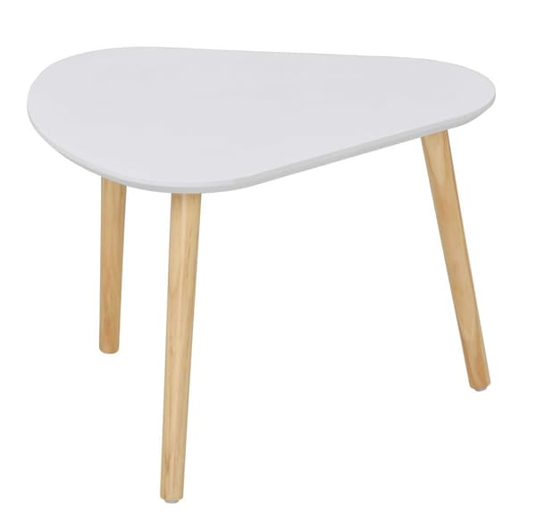 Set med 3 häckbord i vitt och trä