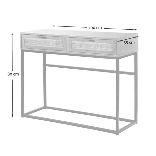 Konsol 2 lådor med rottingrör L100cm - JAYA