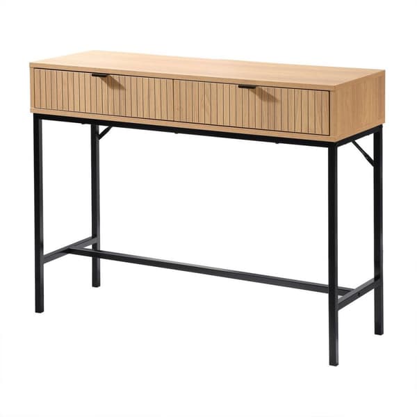 Konsol 2 Lådor Räfflade Träeffekt Fram L100 x H80 cm - TARA