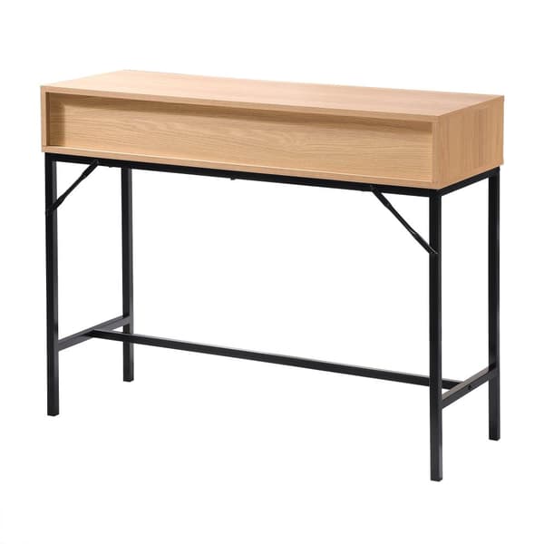 Konsol 2 Lådor Räfflade Träeffekt Fram L100 x H80 cm - TARA