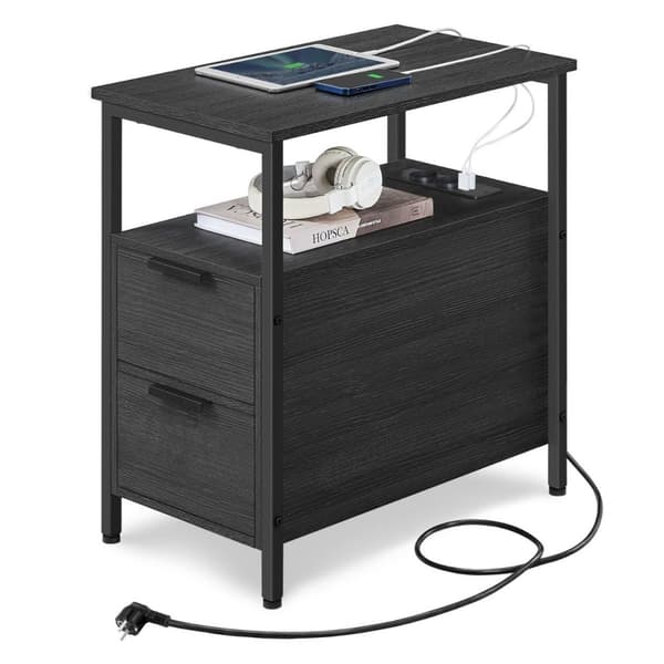 Bout de canapé connecté avec 2 tiroirs - H60 cm