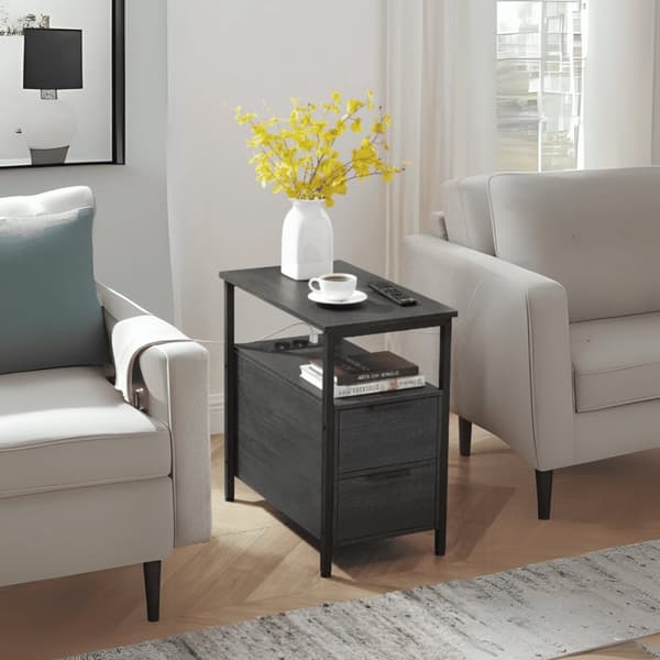 Bout de canapé connecté avec 2 tiroirs - H60 cm