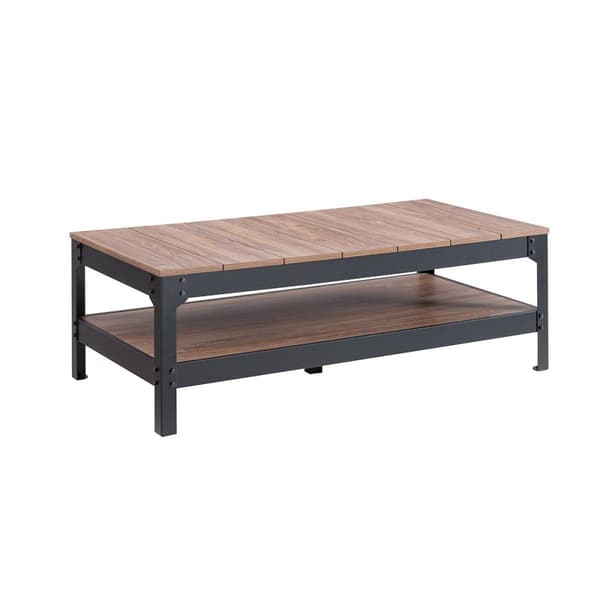 Soffbord i svart metall och trä - L117cm