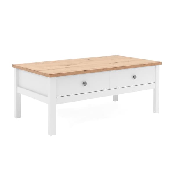 Soffbord 2 lådor L100 cm - Vit Dekor - BERGEN
