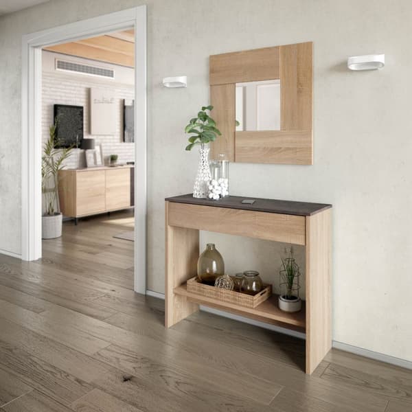 Console d'entrée avec miroir Oxys - L92 cm