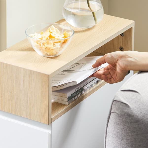 SoBuy Pyörällinen Sivupöytä Arkistokaappi Lipasto Yöpöytä FBT155-WN