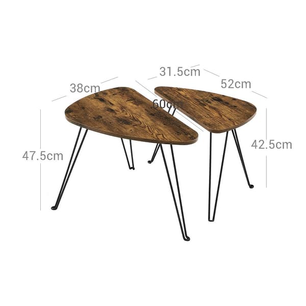 Sidobord - uppsättning av 2 - soffbord - industriell design - brun/svart