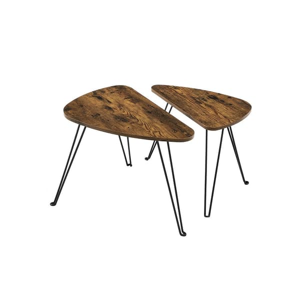 Sidobord - uppsättning av 2 - soffbord - industriell design - brun/svart