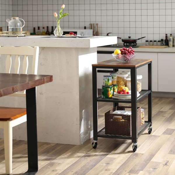 Sidobord - Vagn - 3 hyllor - på hjul - Industrial - Brown