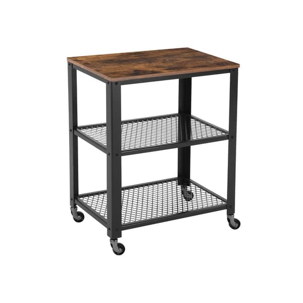 Sidobord - Vagn - 3 hyllor - på hjul - Industrial - Brown