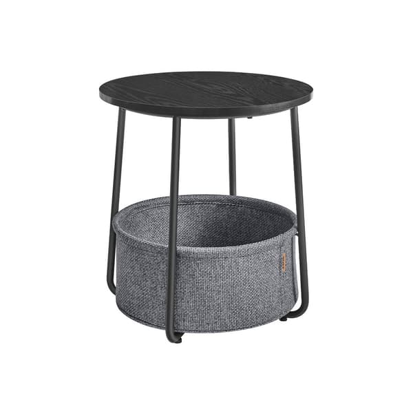 Sidebord-med kurv-Ebony Black-Leigh-Free stof