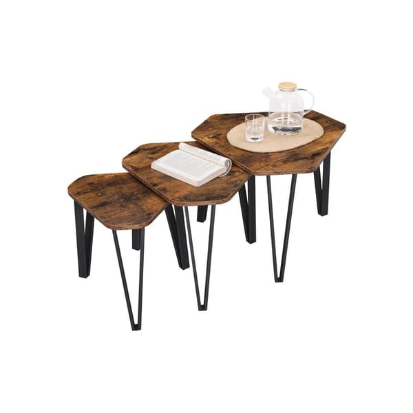 Bedside Tables - Set of 3 - Industrial Design - Sidobord - Brown