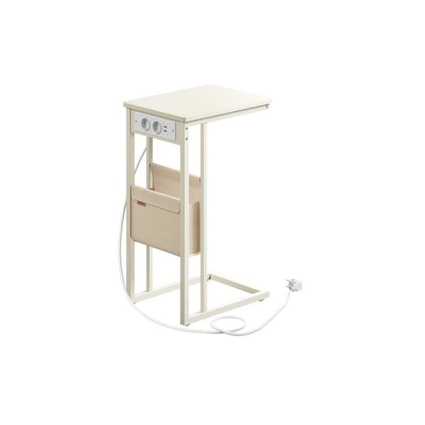 C-formet sidebord med 2 stikkontakter-asbruin