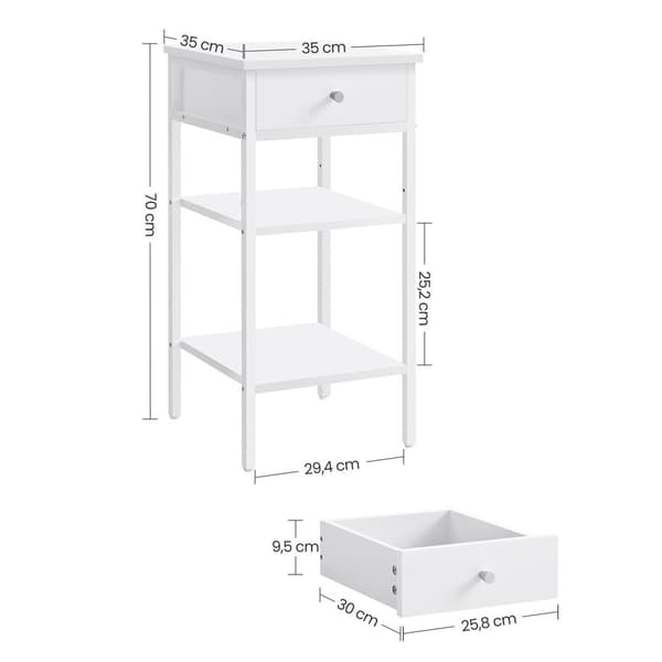 Sidebord - Beepercase - Med skuffe - 2 hylder - Hvid