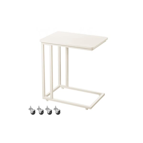 Sidobord-c-form på hjul-eBony svart