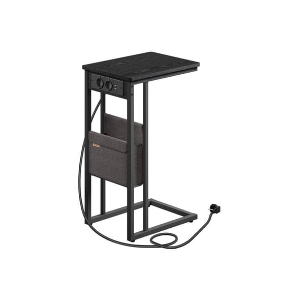 C-formet sidebord med 2 stikkontakter-Ebony Black