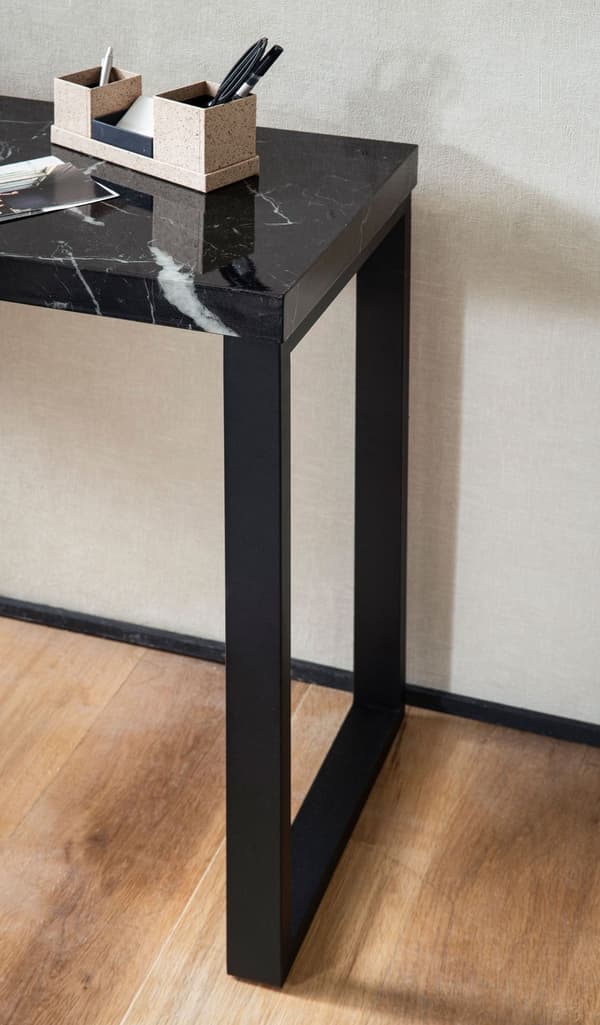 Rootz Chic konsolbord - Moderne skrivebord - Arbejdsbord - Robuste metalben - Elegant marmorlook - 120 cm x 40 cm x 76 cm