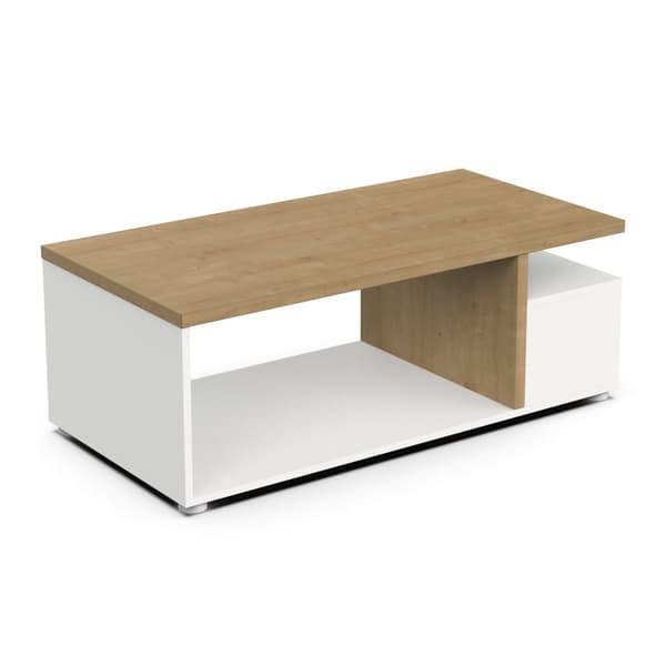 Table basse 3 niches décor chêne et blanc mat L91,8 cm - ACCESS