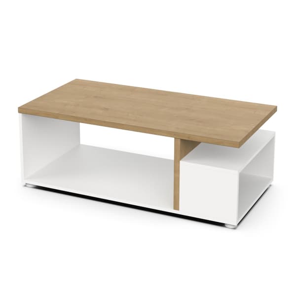 Table basse 3 niches décor chêne et blanc mat L91,8 cm - ACCESS