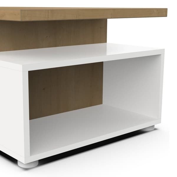 Table basse 3 niches décor chêne et blanc mat L91,8 cm - ACCESS