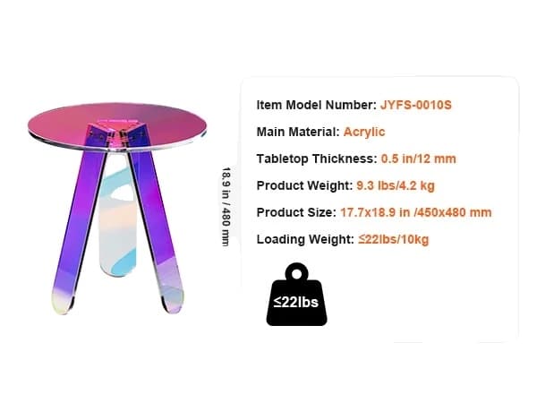 Akril C-formet sidebord, moderne rund design, letvægts og holdbart,To C-formede Colorful-round