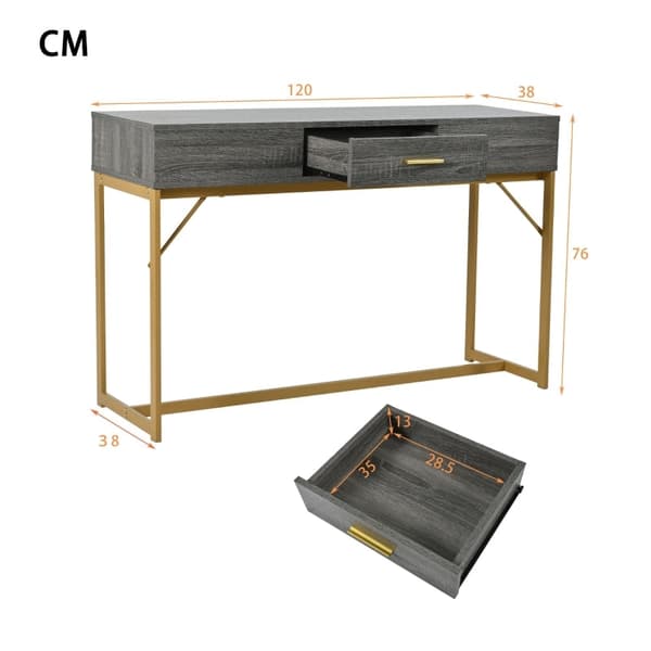 Rootz Light Luxury -konsolipöytä - Eteisen pöytä - Eteisen pöytä - Lisäsäilytystila - 120L x 38W x 76K cm - Tyylikäs MDF, Metallikehys, Kultaiset kahv