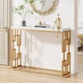 Miniatyrbillede 3 af 7: Rootz Gold konsolbord - Entrébord - Sofabord - Let at rengøre imiteret marmor - 30 cm D x 107,99 cm B x 80 cm H