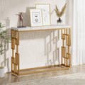 Miniatyrbillede 5 af 7: Rootz Gold konsolbord - Entrébord - Sofabord - Let at rengøre imiteret marmor - 30 cm D x 107,99 cm B x 80 cm H