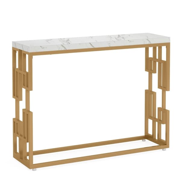 Rootz Gold konsolbord - Entrébord - Sofabord - Let at rengøre imiteret marmor - 30 cm D x 107,99 cm B x 80 cm H