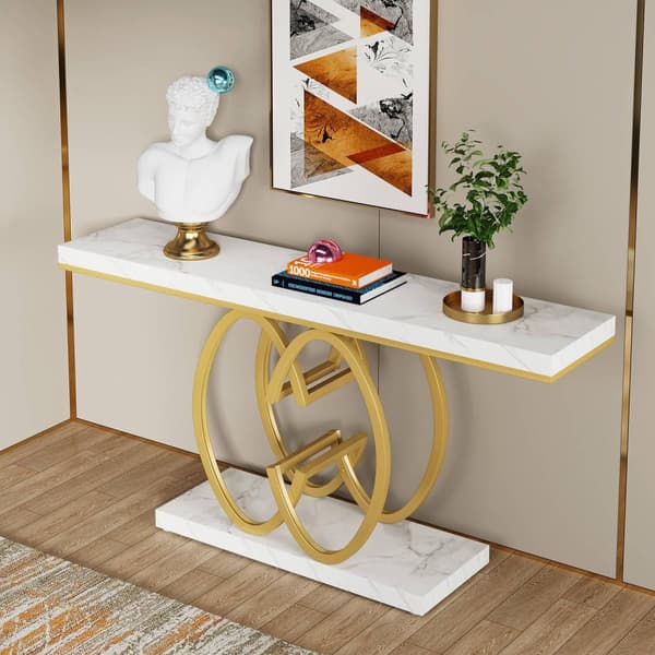 Rootz konsolbord - Hallbord - Entrébord - Skiva i konstmarmor - Rymlig och stilren design - 35 cm D x 150 cm B x 80 cm H