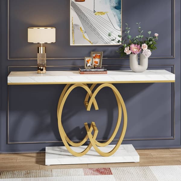 Rootz konsolbord - Hallbord - Entrébord - Skiva i konstmarmor - Rymlig och stilren design - 35 cm D x 150 cm B x 80 cm H