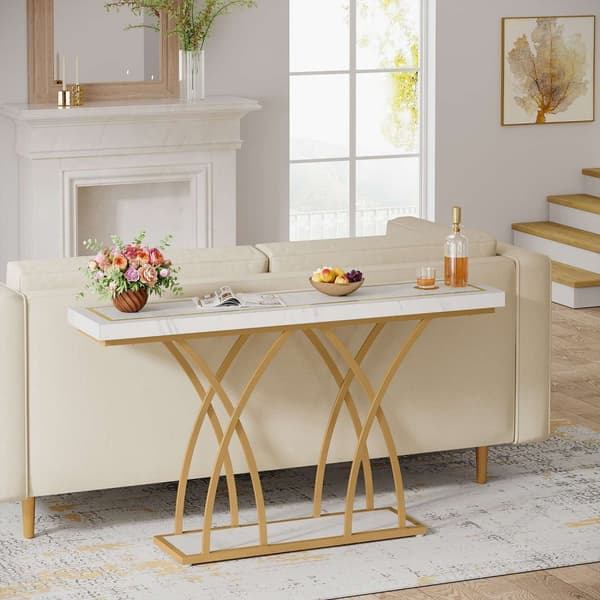 Rootz Chic Gold Console Bord - Hallbord - Soffbord - Lyxig design -140cm L x 30cm B x 80cm H