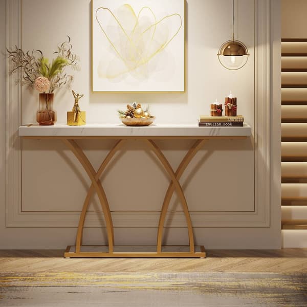 Rootz Chic Gold Console Bord - Hallbord - Soffbord - Lyxig design -140cm L x 30cm B x 80cm H