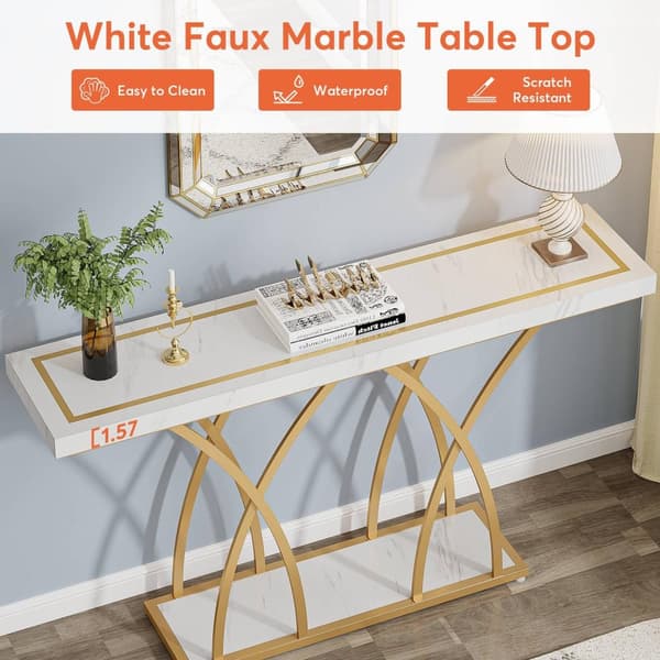 Rootz Chic Gold Console Bord - Hallbord - Soffbord - Lyxig design -140cm L x 30cm B x 80cm H