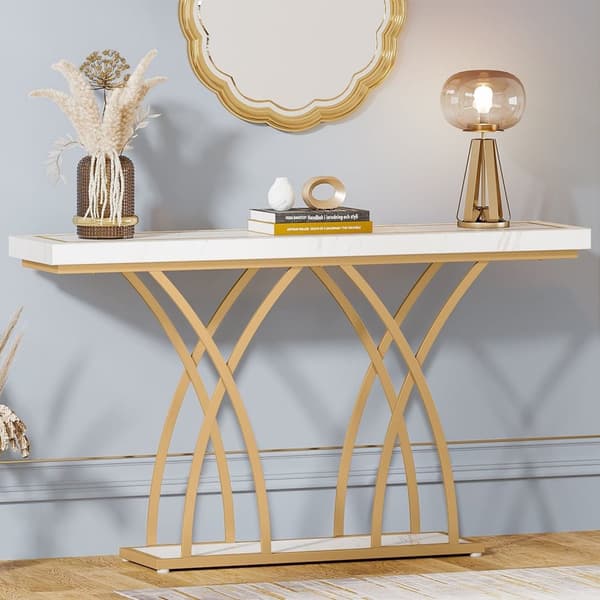 Rootz Chic Gold Console Bord - Hallbord - Soffbord - Lyxig design -140cm L x 30cm B x 80cm H