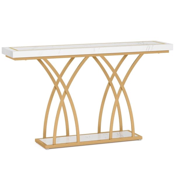 Rootz Chic Gold Console Bord - Hallbord - Soffbord - Lyxig design -140cm L x 30cm B x 80cm H