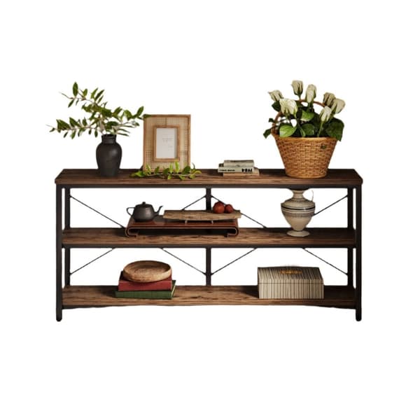 Rootz Extra Langt Bord - Sofabord - Konsolbord - Rigelig opbevaring - 180 cm L x 30 cm B x 91 cm H - Rustikt design