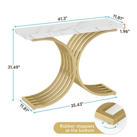 Rootz Faux Marble Console Bord - Entry Bord - Sofabord - Luxury Touch - 100,0 cm L x 30,0 cm D x 82,5 cm H.