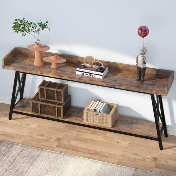 Rootz Rustic Sohvakonsolipöytä - Pitkä baaripöytä - Vintage Industrial Pöytä - Tukeva 4cm Board & Metal - 180,00 cm L x 30,00 cm S x 87,00 cm K.