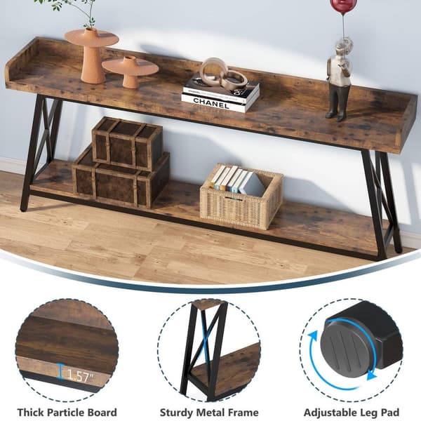 Rootz Rustic Sohvakonsolipöytä - Pitkä baaripöytä - Vintage Industrial Pöytä - Tukeva 4cm Board & Metal - 180,00 cm L x 30,00 cm S x 87,00 cm K.