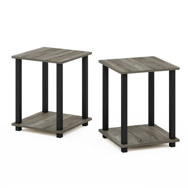 Furinno - 12127GYW/BK - Sidbord, Trä, Fransk Ek Grå/Svart, One Size, One Size