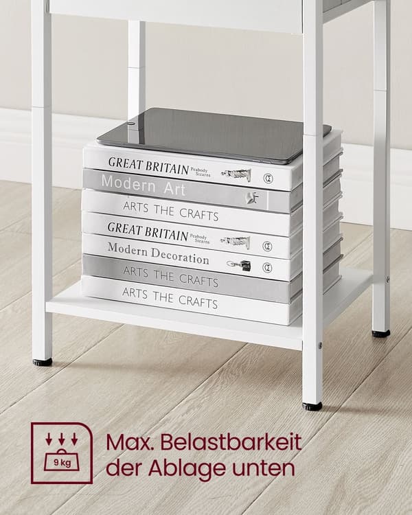 Sidobord - Uppsättning av 2 - med vita tyglådor