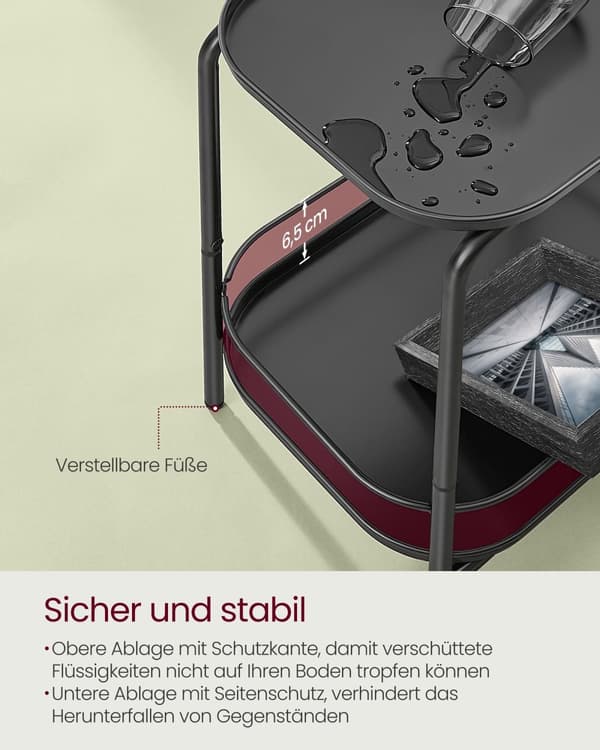 Sidebord - 2 niveauer - moderne - blæk sort
